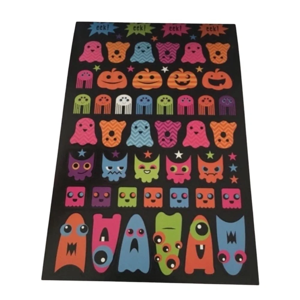 Halloween Stickers Holographic Googly Eyes Bats Cats Pumpkins Monsters Spiders